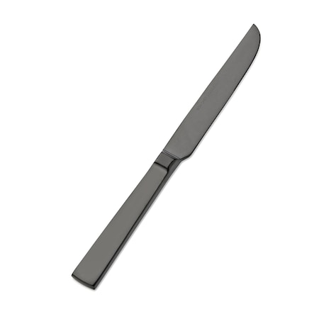 Bon Chef Roman, Dinner Knife, Euro, Solid Handle, Mirror Finish, 13/0, 9.38" - Black , set of 12 S3712B